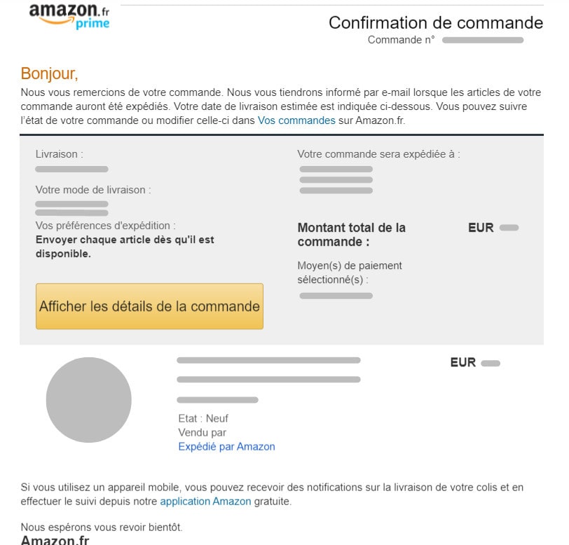 emailing de confirmation de commande