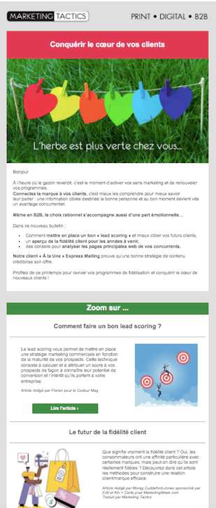 Emailing de newsletter fidélisation