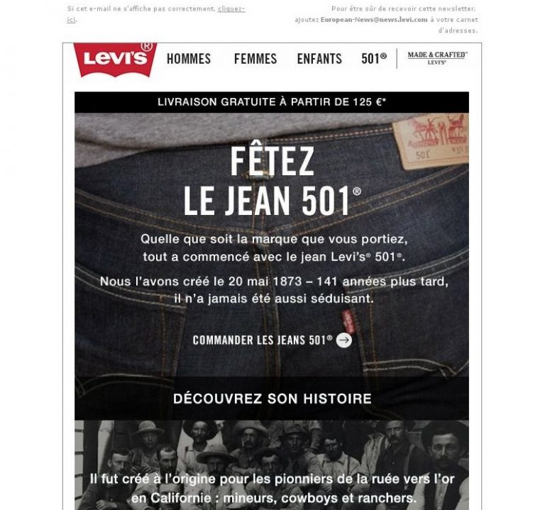 Emailing fête du jeans levis
