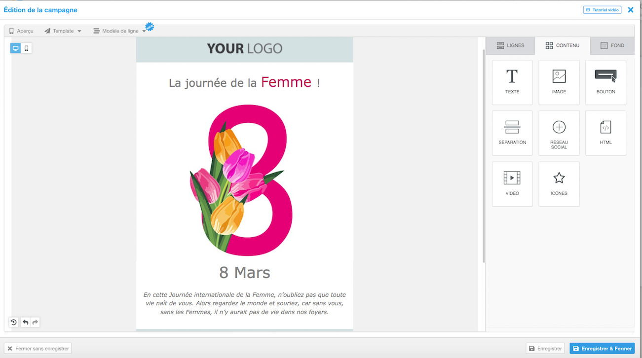 campagne emailing pour la journée de la femme