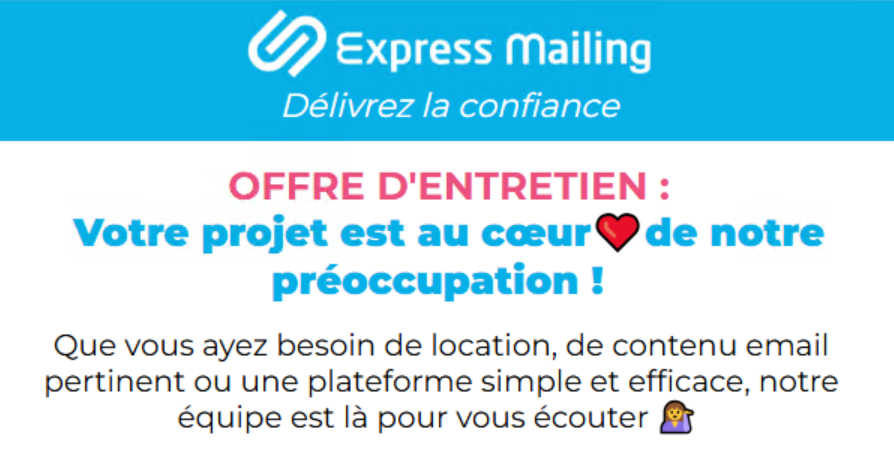 Exemple de message clair pour votre emailing