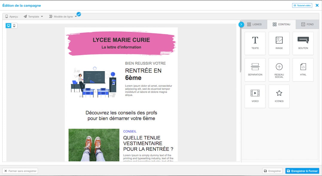 Visuels template newsletter Mobile