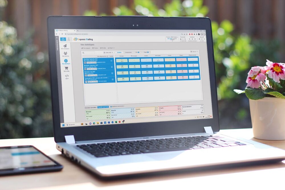 dashboard des statistiques Express Mailing